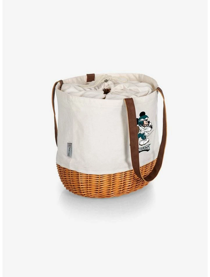Outlet ✨ Disney Mickey Mouse NFL Philadelphia Eagles Canvas Willow Basket Tote ⭐ 2 Outlet ✨ Disney Mickey Mouse NFL Philadelphia Eagles Canvas Willow Basket Tote ⭐ - Image 2