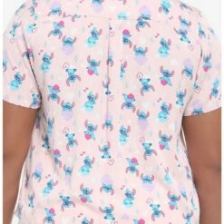 New ✔️ Disney Lilo & Stitch Hearts Pink 🎉 Girls Woven Button-Up Plus Size ✔️ -Dressup Outfits Shop 19840704 av2