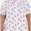 New ✔️ Disney Lilo & Stitch Hearts Pink 🎉 Girls Woven Button-Up Plus Size ✔️