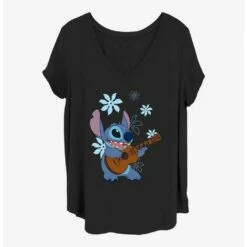 Deals 💯 Disney Lilo & Stitch Music Man Stitch 🔔 Girls T-Shirt Plus Size ⌛
