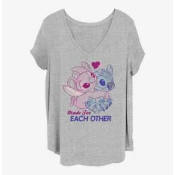 Budget 🥰 Disney Lilo & Stitch Angel and Stitch Together 🤩 Girls T-Shirt Plus Size ❤️