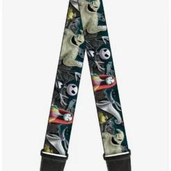 Deals 🥰 The Nightmare Before Christmas 4 Character Group Cemetery Scene Guitar Strap 👍