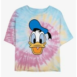 Best deal ⌛ Disney Donald Duck Big Face Donald Tie Dye Crop 💯 Girls T-Shirt 🎉