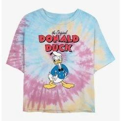 New ⭐ Disney Donald Duck Mad Donald Tie Dye Crop 🎁 Girls T-Shirt ⭐