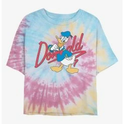Budget 🥰 Disney Donald Duck Signature Donald Tie Dye Crop Girls T-Shirt 😉