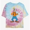 Promo ⭐ Disney Goofy Classic Goofy Tie Dye Crop Girls T-Shirt 💯