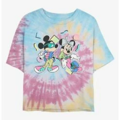Cheap ❤️ Disney Mickey Mouse 80's Minnie and Mickey Tie Dye Crop ✔️ Girls T-Shirt 🤩