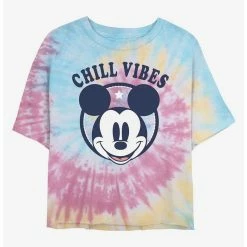 Discount 🔥 Disney Mickey Mouse Chill Vibes Tie Dye Crop Girls T-Shirt 🥰