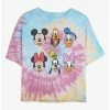 Best Pirce 💯 Disney Mickey Mouse Friends Faces Tie Dye Crop Girls T-Shirt ✔️