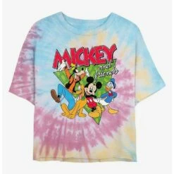 Flash Sale 🔥 Disney Mickey Mouse Funky Bunch Tie Dye Crop ⌛ Girls T-Shirt ⭐