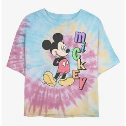 Best Sale 😀 Disney Mickey Mouse Mickey Name Tie Dye Crop Girls T-Shirt 🌟