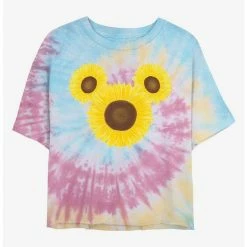 Top 10 🎁 Disney Mickey Mouse Mickey Sunflower Tie Dye Crop Girls T-Shirt 😀