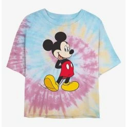 Best Pirce ✨ Disney Mickey Mouse Traditional Mickey Tie Dye Crop Girls T-Shirt 💯