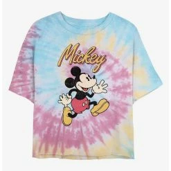 Outlet ⭐ Disney Mickey Mouse Vintage Mickey Tie Dye Crop ⌛ Girls T-Shirt ❤️
