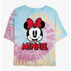 Wholesale ✔️ Disney Minnie Mouse Big Face Minnie Tie Dye Crop 🔥 Girls T-Shirt ⌛