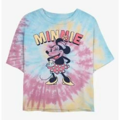 Budget 🎁 Disney Minnie Mouse Minnie Wink Tie Dye Crop Girls T-Shirt 😀