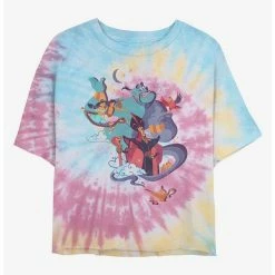 Wholesale 🥰 Disney Aladdin Vintage Poster Tie Dye Crop Girls T-Shirt ❤️