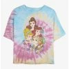 Promo ⌛ Disney Princesses Portrait Tie Dye Crop Girls T-Shirt 🤩