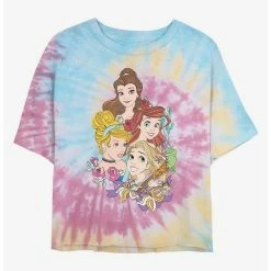 Promo ⌛ Disney Princesses Portrait Tie Dye Crop Girls T-Shirt 🤩