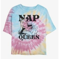 Cheapest ❤️ Disney Sleeping Beauty Aurora Nap Queen Tie Dye Crop Girls T-Shirt 🧨