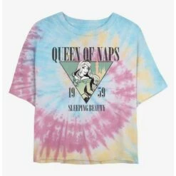 Wholesale 🎁 Disney Sleeping Beauty Queen of Naps Tie Dye Crop Girls T-Shirt 👏