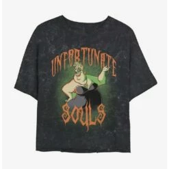 Deals ❤️  Disney The Little Mermaid Ursula Unfortunate Souls Mineral Wash Crop  Girls T-Shirt 😍