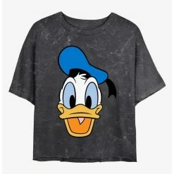 Best Sale ⭐ Disney Donald Duck Big Face Donald Mineral Wash Crop 👏 Girls T-Shirt ⭐