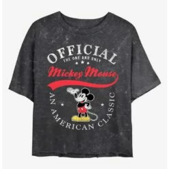 Deals 🎁 Disney Mickey Mouse An American Classic Mineral Wash Crop Girls T-Shirt 👏
