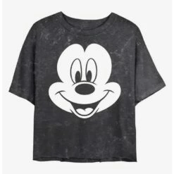 Top 10 🔥 Disney Mickey Mouse Big Face Mickey Mineral Wash Crop Girls T-Shirt ⭐