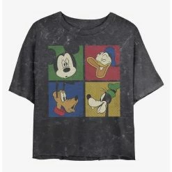 Budget 😀 Disney Mickey Mouse Block Party Mineral Wash Crop Girls T-Shirt 💯