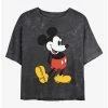 Promo ❤️ Disney Mickey Mouse Classic Mickey Mineral Wash Crop Girls T-Shirt 👏