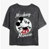 New 🔔 Disney Mickey Mouse Classic Mickey Mineral Wash Crop 😉 Girls T-Shirt ❤️