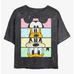 Best Pirce 🛒 Disney Mickey Mouse Eyes On You Mineral Wash Crop 👍 Girls T-Shirt ✨