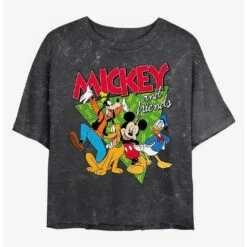 Promo ✨ Disney Mickey Mouse Funky Bunch Mineral Wash Crop ⭐ Girls T-Shirt ❤️
