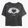 Discount 🌟 Disney Mickey Mouse Glove Heart Mineral Wash Crop Girls T-Shirt 👏
