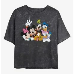 Outlet 🧨 Disney Mickey Mouse Mickey Group Mineral Wash Crop Girls T-Shirt 🥰