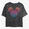 Best Pirce ✨ Disney Mickey Mouse Mickey Mandala Fill Mineral Wash Crop 💯 Girls T-Shirt 💯