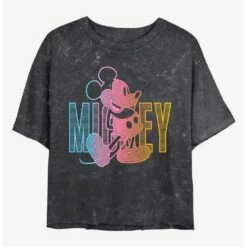 Hot Sale 🎉 Disney Mickey Mouse Mickey Pose Mineral Wash Crop Girls T-Shirt 🎁