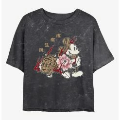 Cheapest 🎉 Disney Mickey Mouse New Year Mickey Mineral Wash Crop Girls T-Shirt 😍