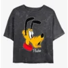 Flash Sale 🥰 Disney Mickey Mouse Pluto Big Face Mineral Wash Crop Girls T-Shirt 🔥