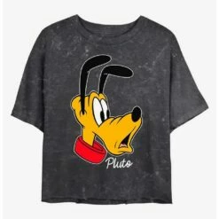 Flash Sale 🥰 Disney Mickey Mouse Pluto Big Face Mineral Wash Crop Girls T-Shirt 🔥
