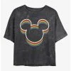 Best Sale 🔥 Disney Mickey Mouse Rainbow Ears Mineral Wash Crop Girls T-Shirt 🤩