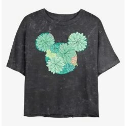 Budget ❤️ Disney Mickey Mouse Succulents Mineral Wash Crop Girls T-Shirt 👍