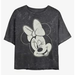 Deals 🌟 Disney Minnie Mouse Minnie Wink Mineral Wash Crop Girls T-Shirt 🎁