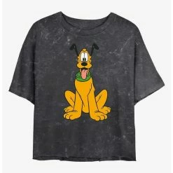 Promo 😀 Disney Pluto Traditional Pluto Mineral Wash Crop Girls T-Shirt 🛒