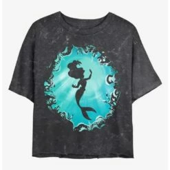 Top 10 ✨ Disney Princesses Ariel's Grotto Mineral Wash Crop 👏 Girls T-Shirt ❤️