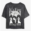 Promo 😉 Disney Princesses It's Fun Being Bad Mineral Wash Crop 👍 Girls T-Shirt ⭐