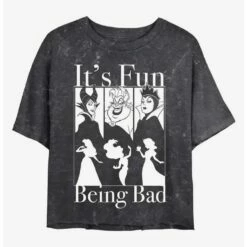 Promo 😉 Disney Princesses It's Fun Being Bad Mineral Wash Crop 👍 Girls T-Shirt ⭐