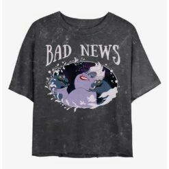 Promo ⌛ Disney Princesses Ursula Bad News Mineral Wash Crop 🛒 Girls T-Shirt 💯
