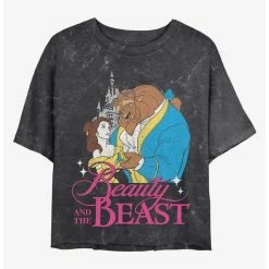 Discount ⌛ Disney Princesses Beauty and the Beast Classic Mineral Wash Crop Girls T-Shirt ✔️